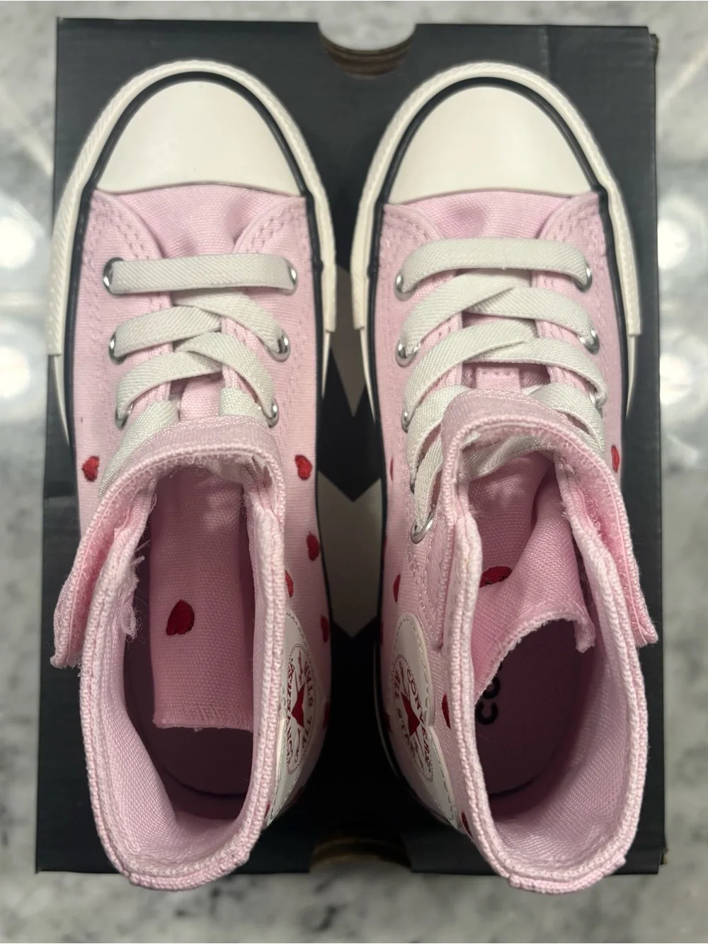 Converse Chuck Taylor All Star Easy On High Top Pink Hearts Little Girl 11 or 12